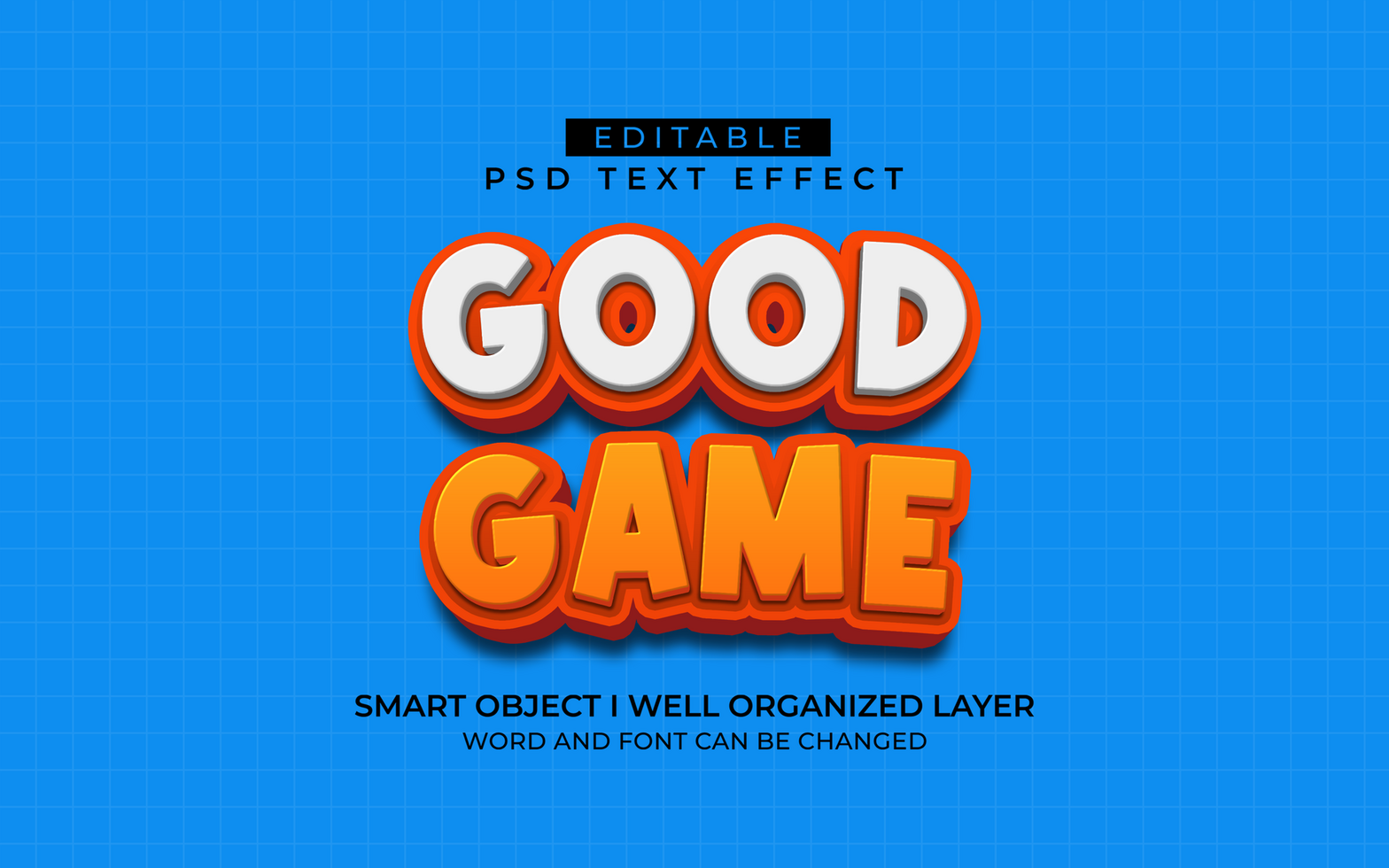 3d editable good game text effect typography style template psd