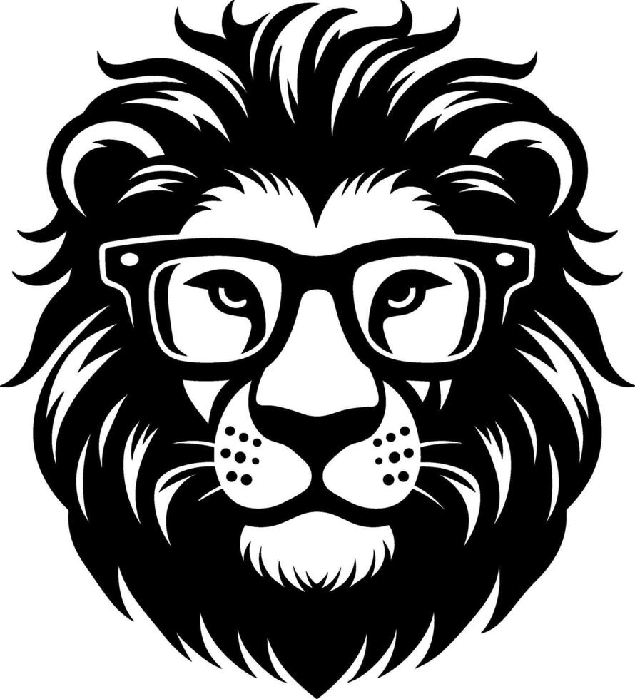 Lion with Glasses Silhouette vector
