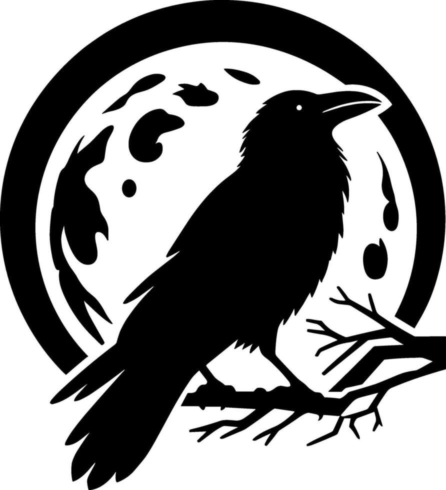 Raven Silhouette with Full Moon vector