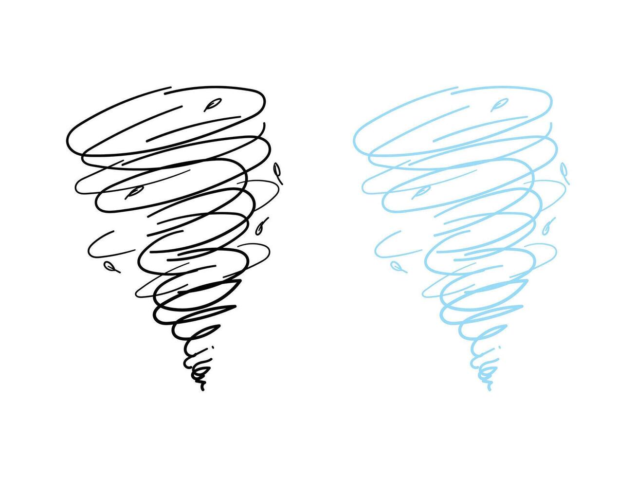 Doodle hurricane storm. Tornado line motion, hand drawn tornado illustration vector