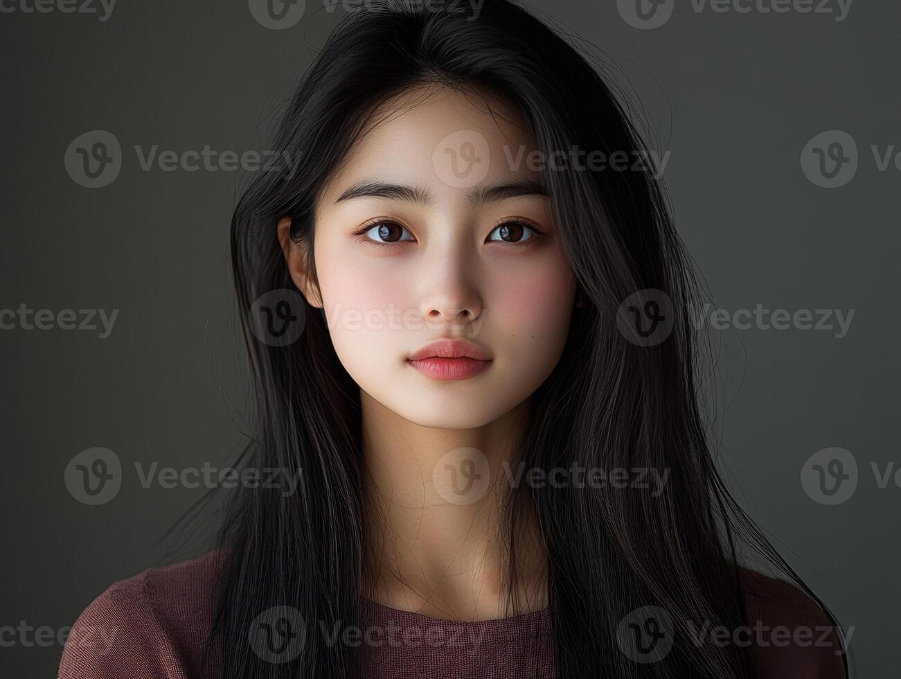 Captivating headshot of a young woman with mesmerizing eyes photo