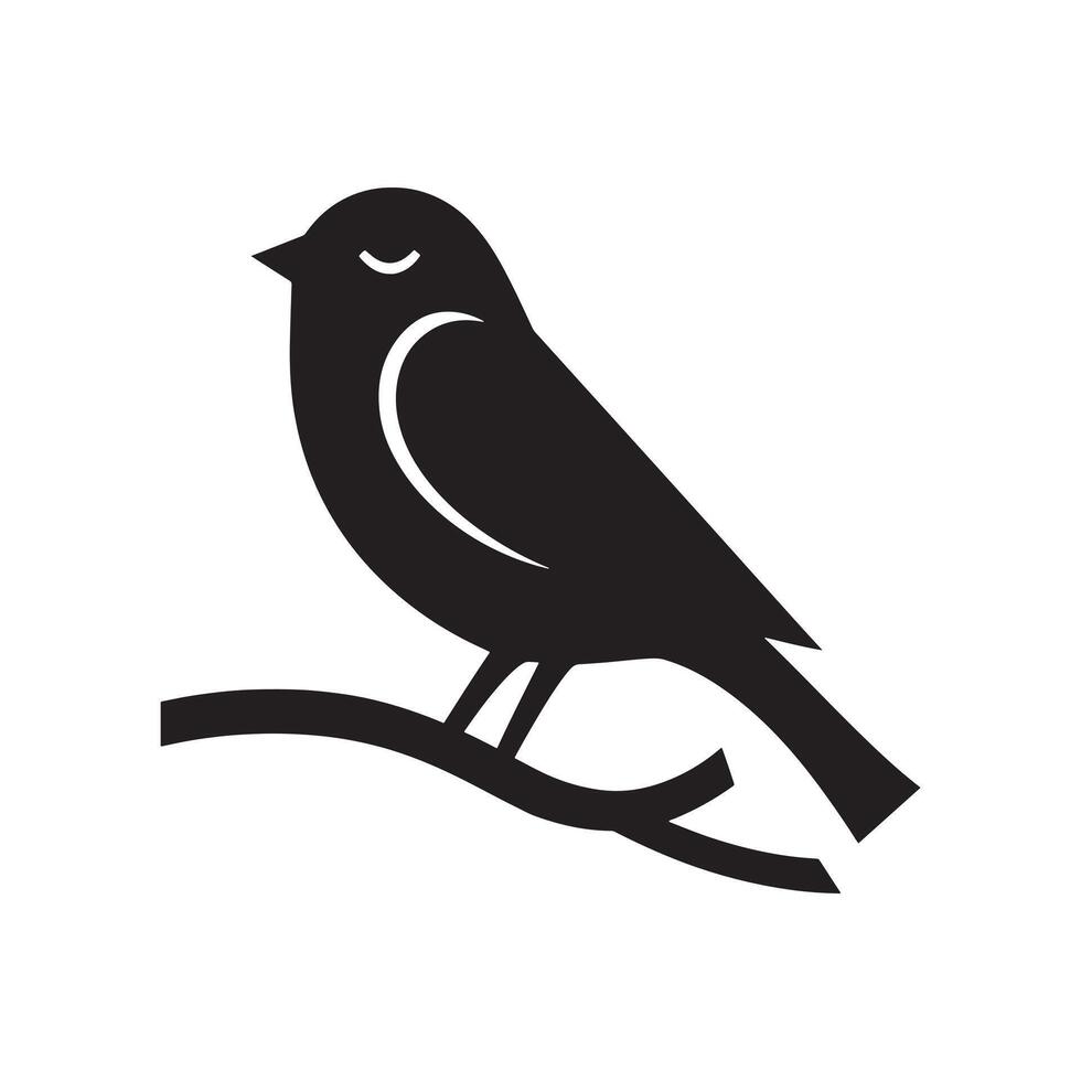 Silhouetted bird perched on a branch, perfect for nature-themed designs. vector