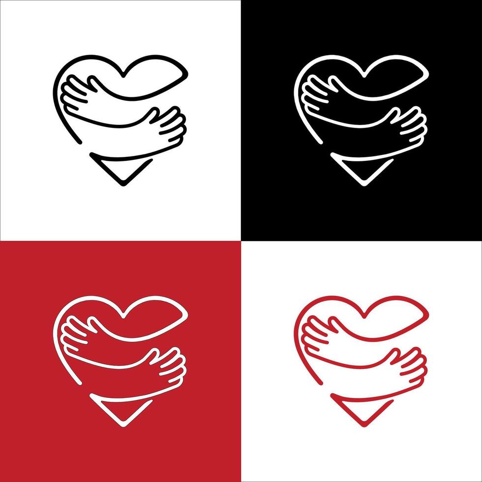 Symbol of Caring Heart, and Concept of Hug, Minimalist Heart Illustration vector