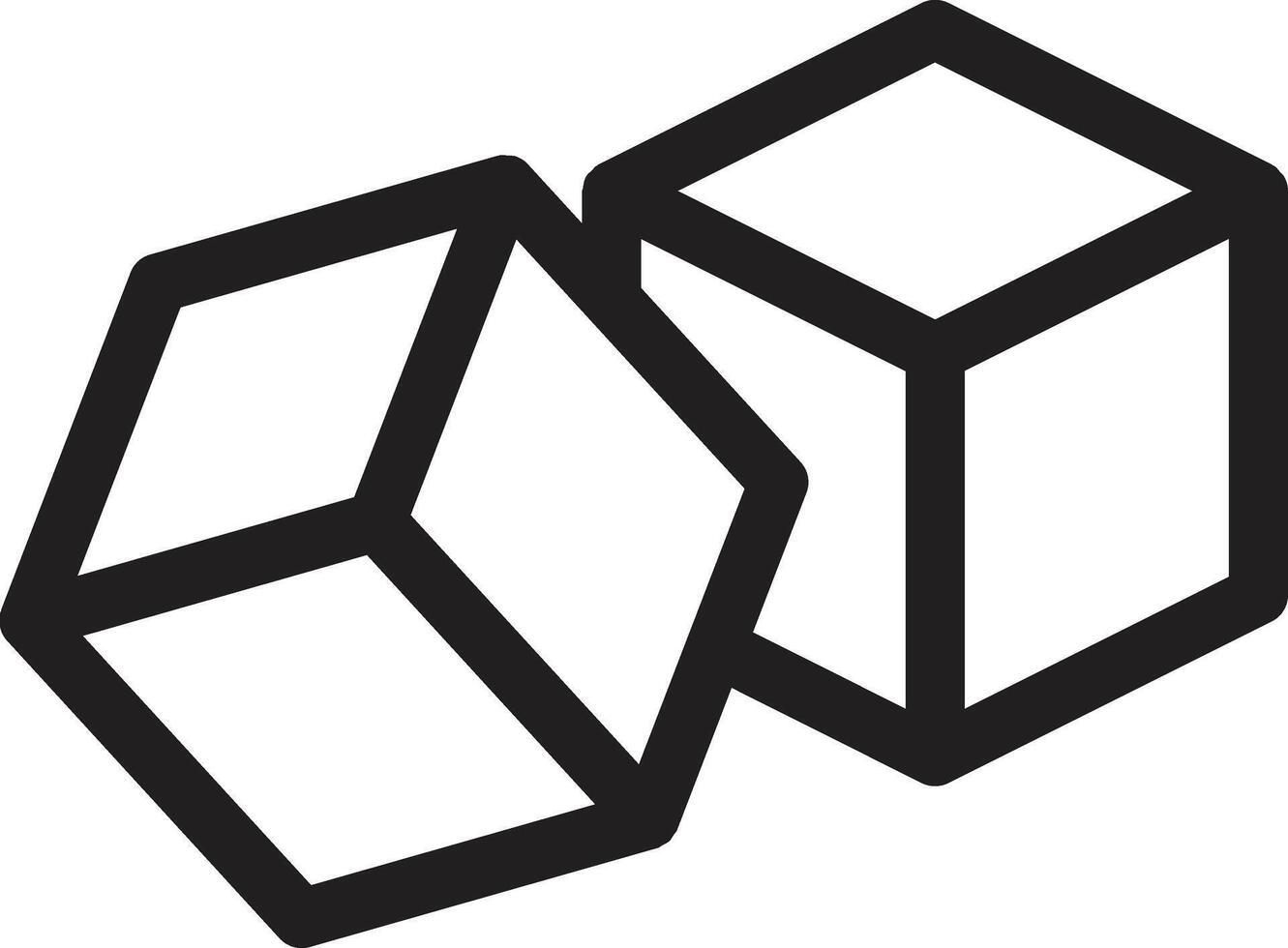 two cubes are shown in a black and white illustration vector