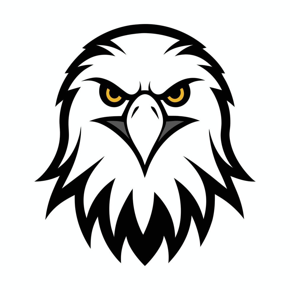 an eagle head with yellow eyes on a white background vector
