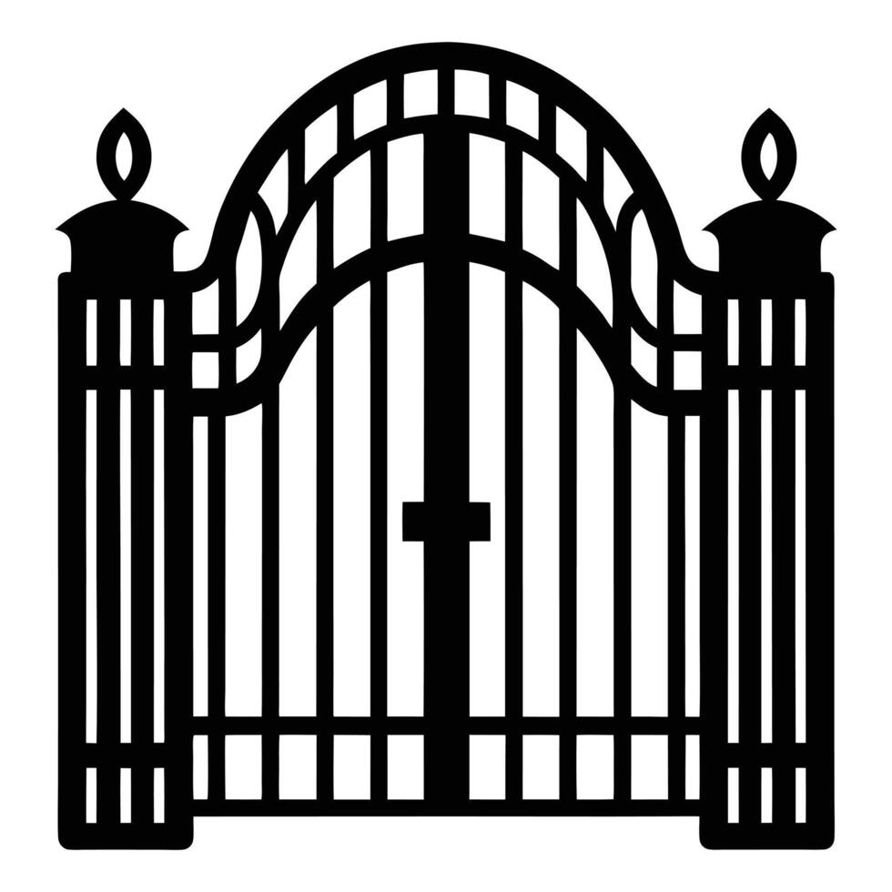 a black and white illustration of a gate vector