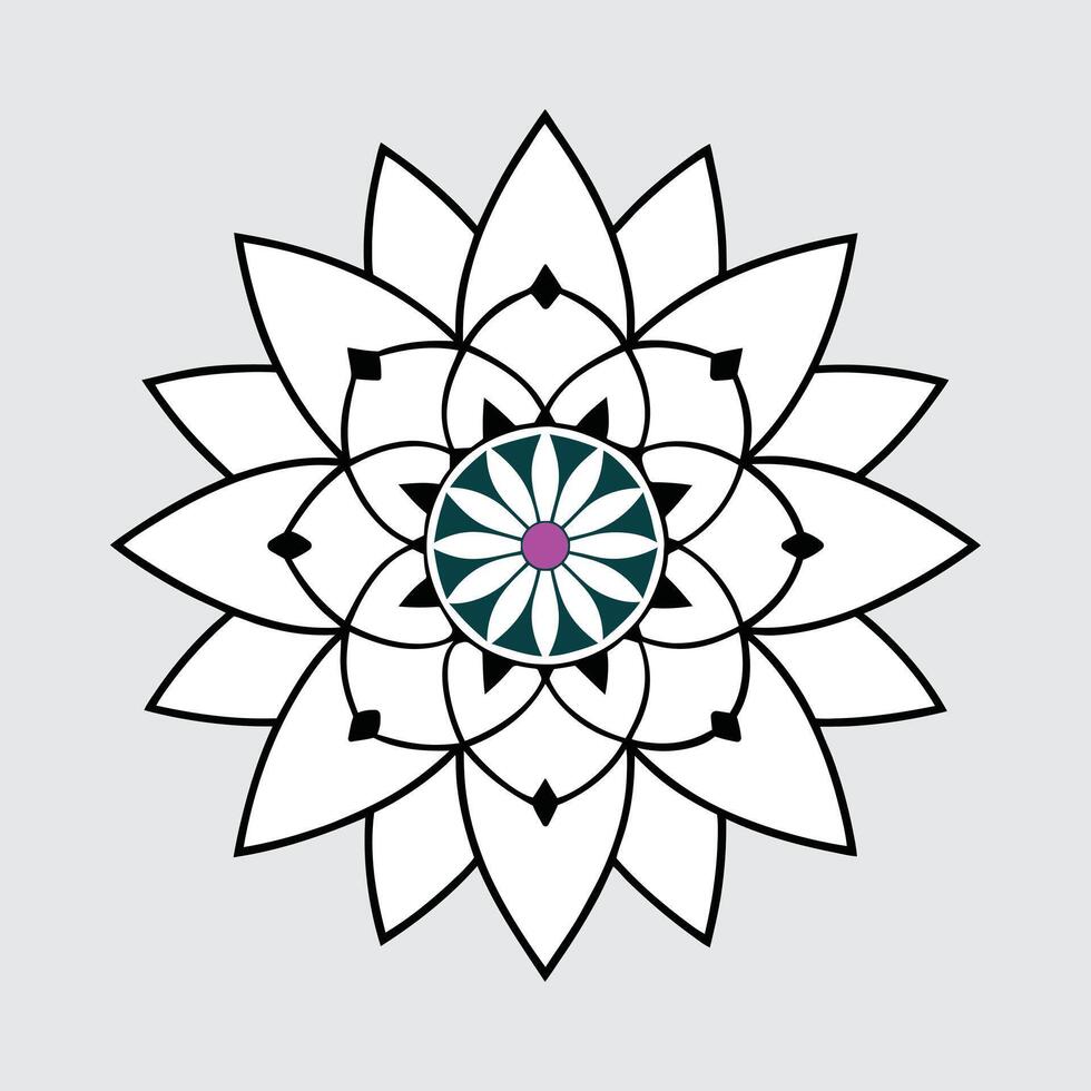 Circular pattern intricate floral design icon. vector
