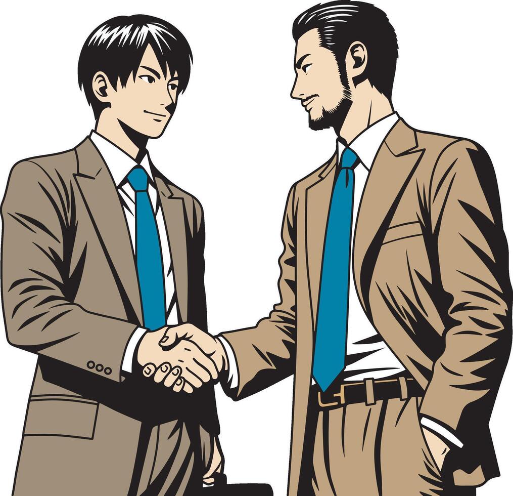 Two businessman shaking hands illustration vector