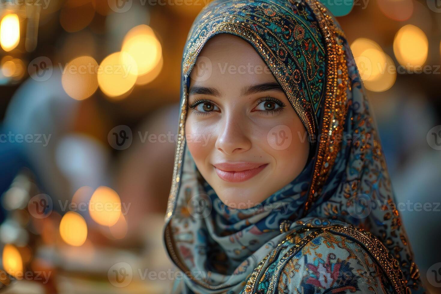 A beautiful woman wearing a headscarf photo