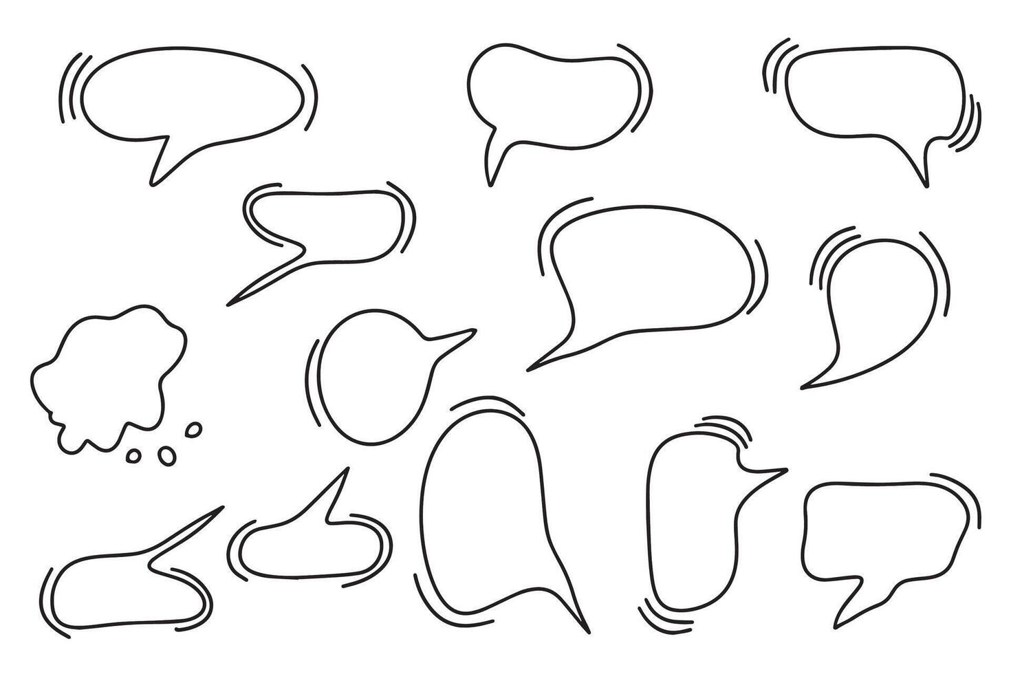 Set of hand drawn speech bubbles. Speech bubble for conversation and comic design in doodle style on white background. vector