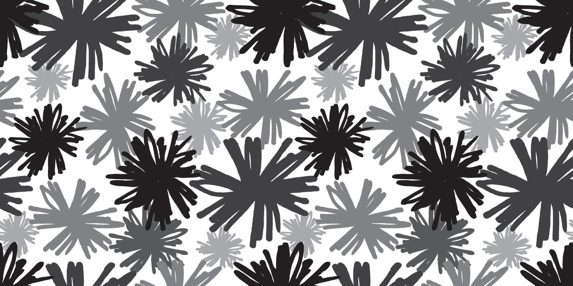 Abstract flower art seamless pattern with hand drawn flowers. Floral drawings with texture. Great for textile, fabric, wallpaper, wrapping, scrapbook and packaging vector