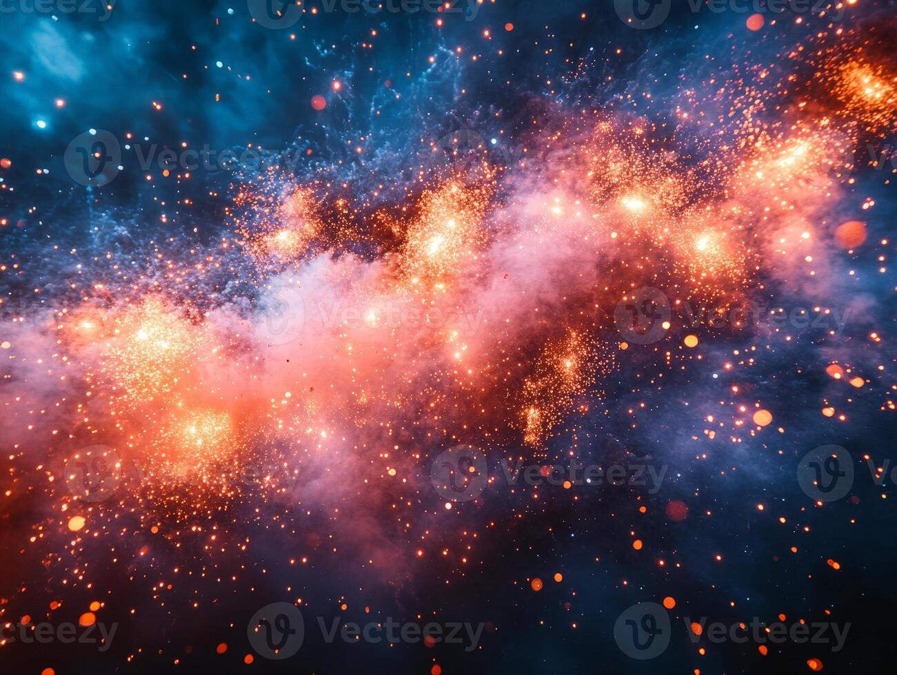 A vibrant cosmic scene showcasing colorful nebulae and star formations in deep space. photo
