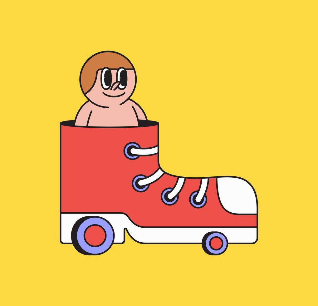 Fun roller skate character vector