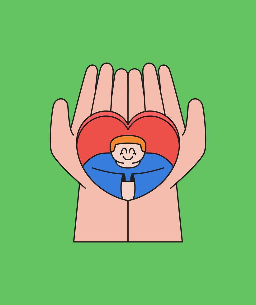 Protective hands with heart vector