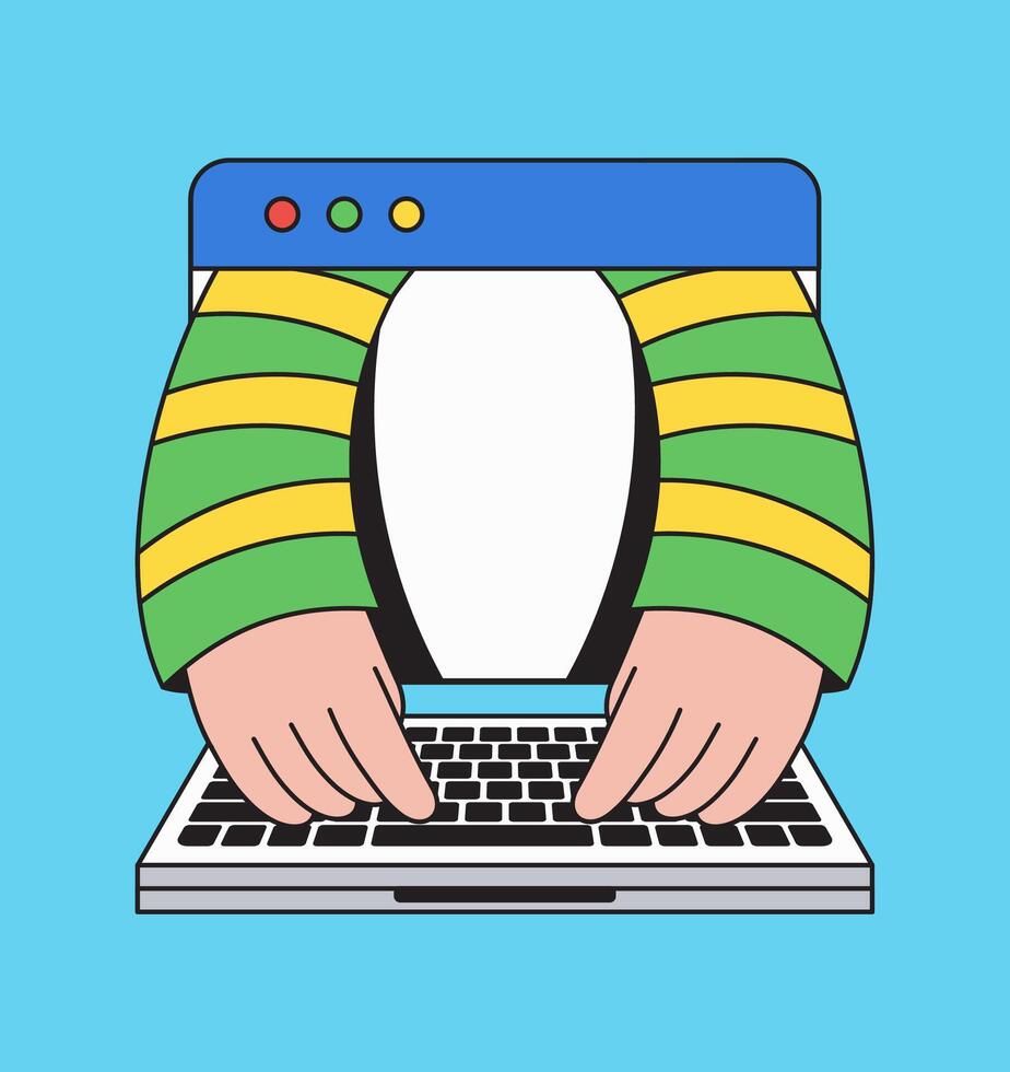Hand typing on keyboard computer illustration vector