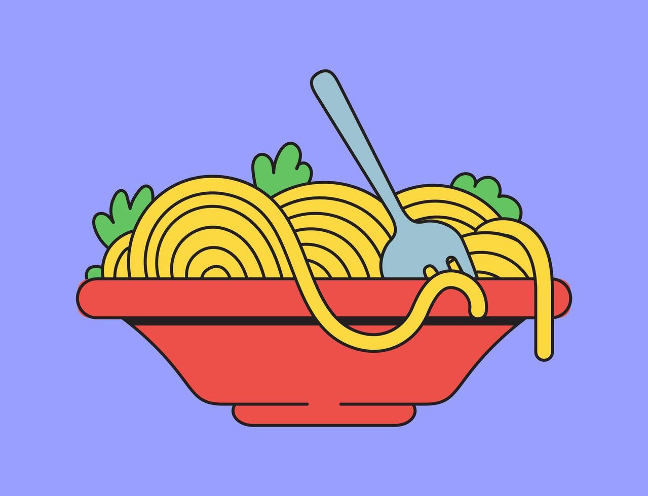 Bowl of noodles illustration vector