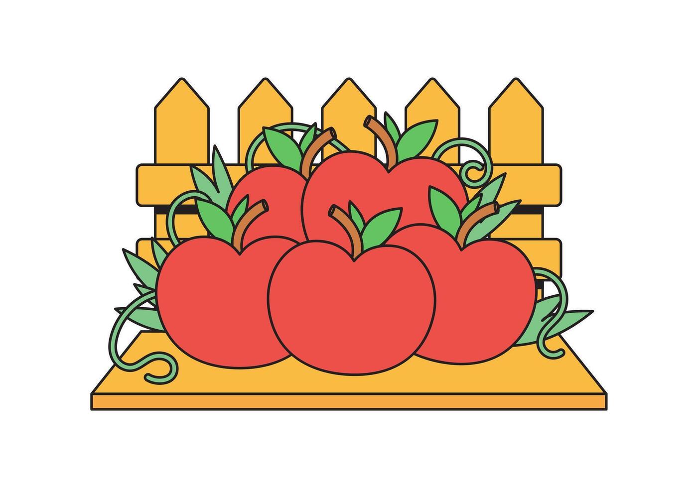 Fresh tomatoes by the fence vector