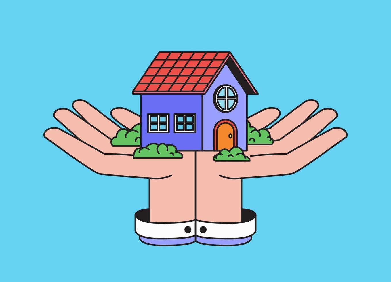 Hands holding house illustration vector