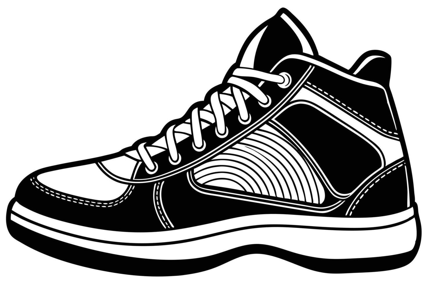 Stylish high-top sneaker graphic design. vector