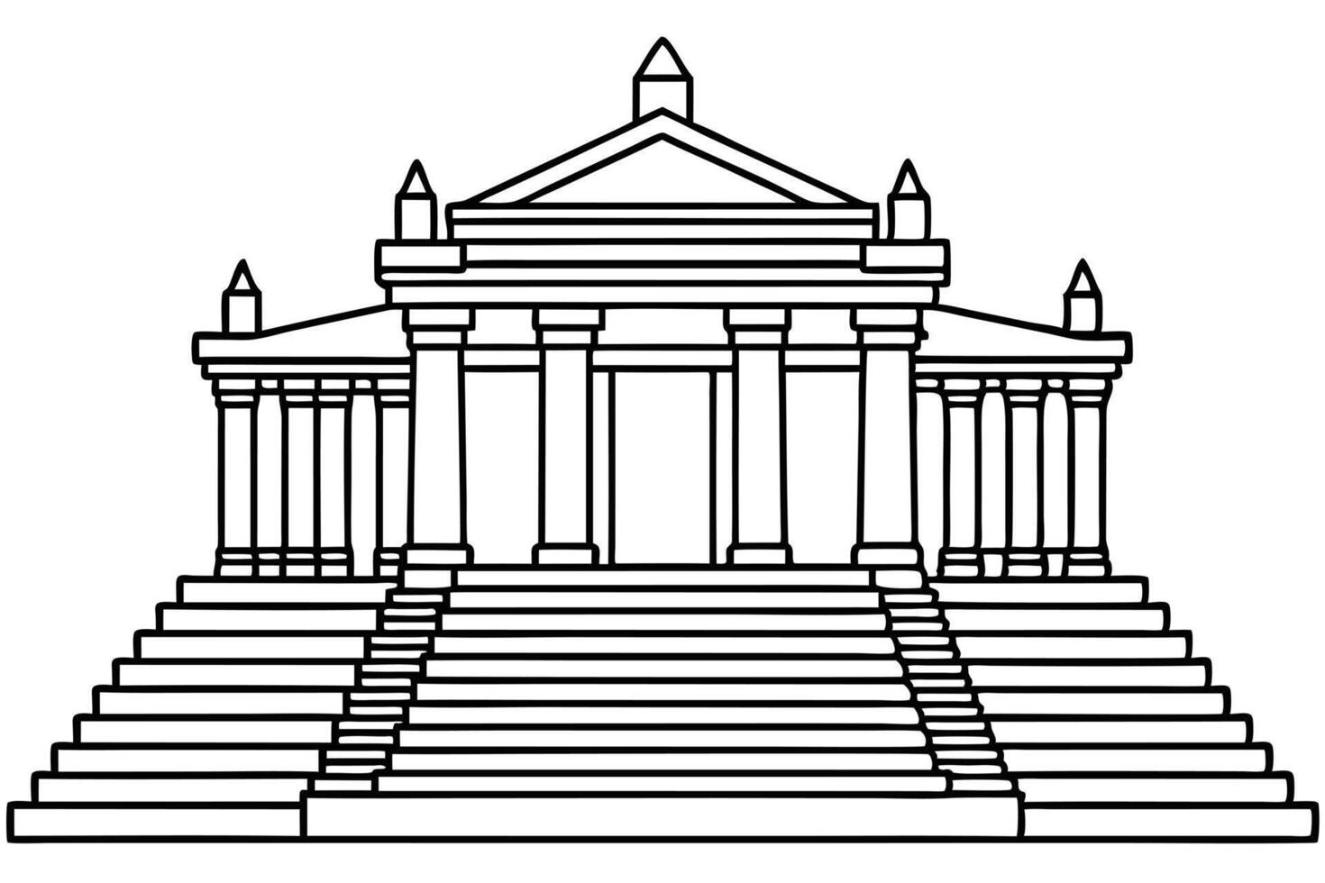 A Line drawing of a historical temple complex vector
