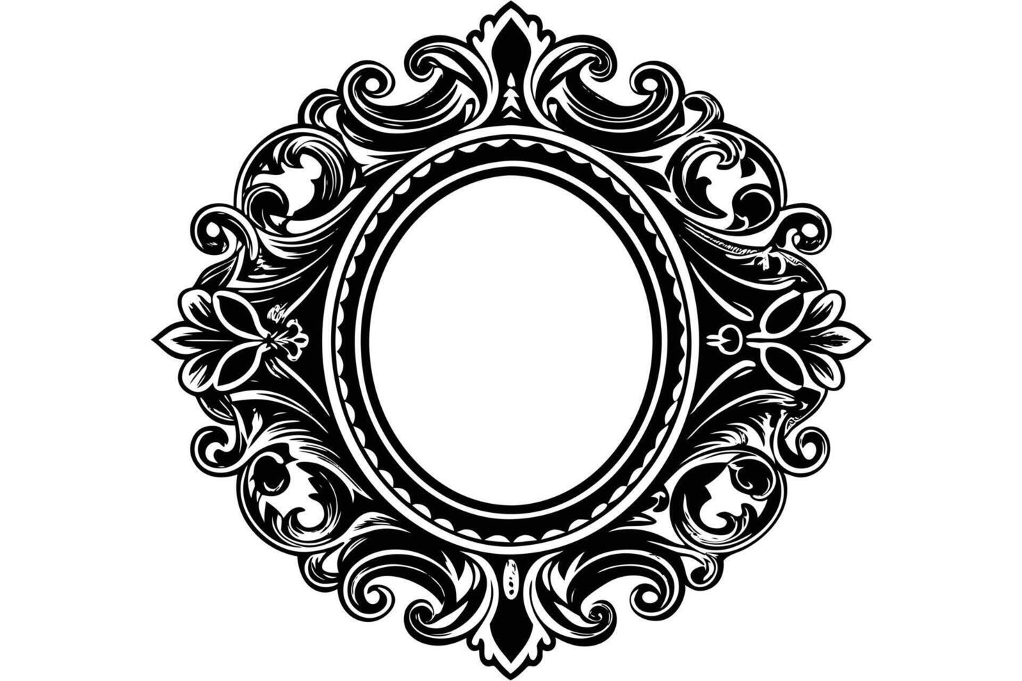 Ornate Black and White Mirror Frame Design vector