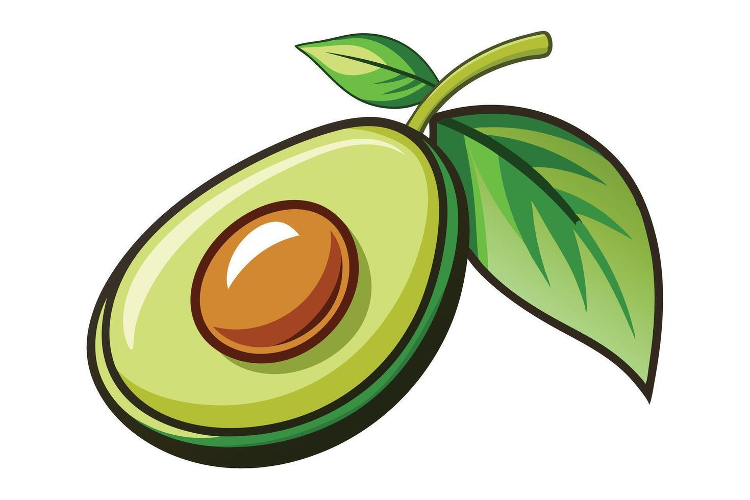 A Halved Avocado with Leaves vector
