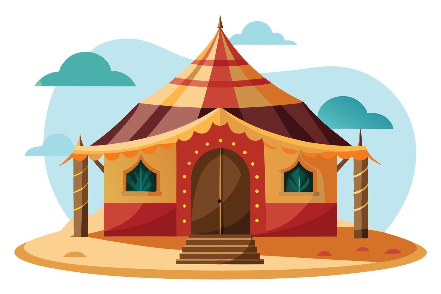 A illustration of a colorful, ornate tent. vector