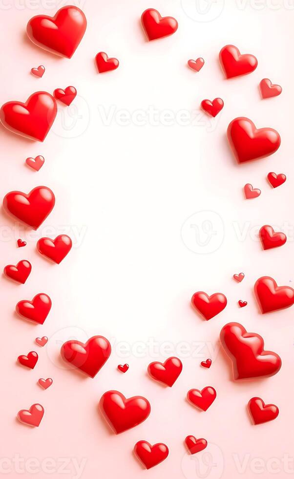 Red Paper Hearts Arranged 3d image photo