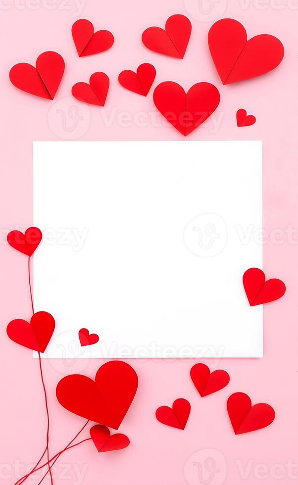 Red hearts arranged on vines perfect image photo