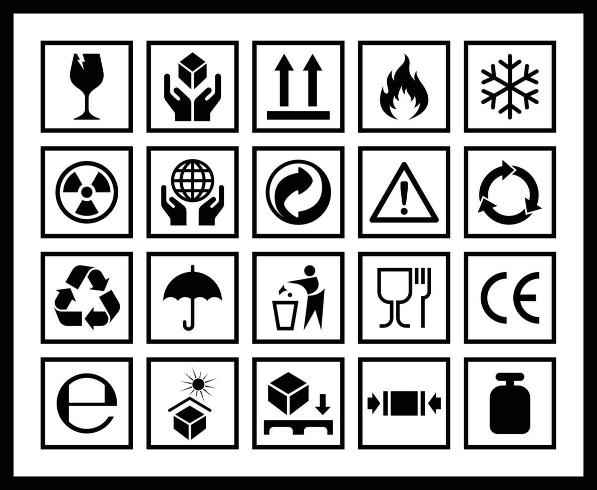 Packaging shipping cargo signs vector