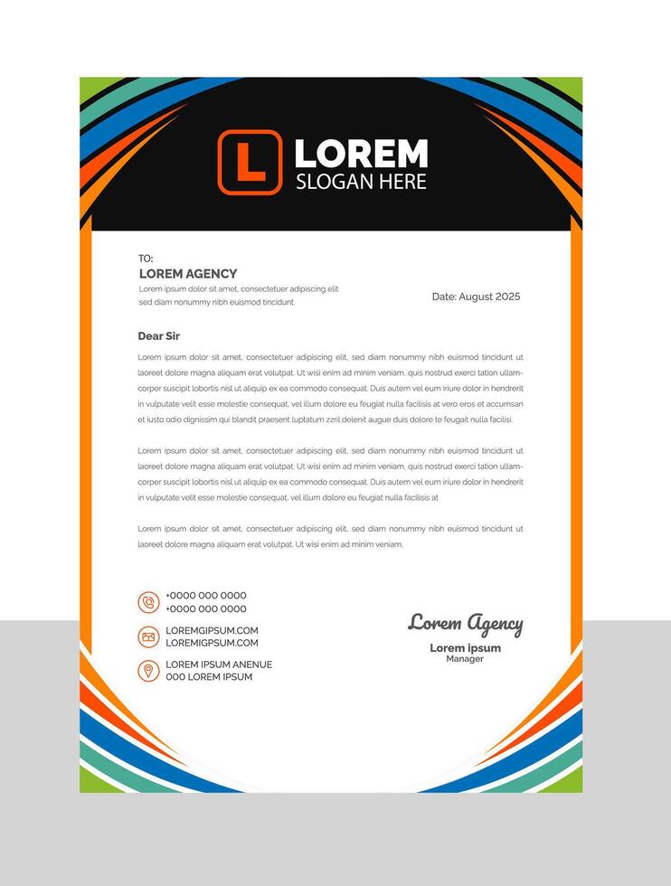 Corporate Modern Clean professional and creative company business letterhead vector