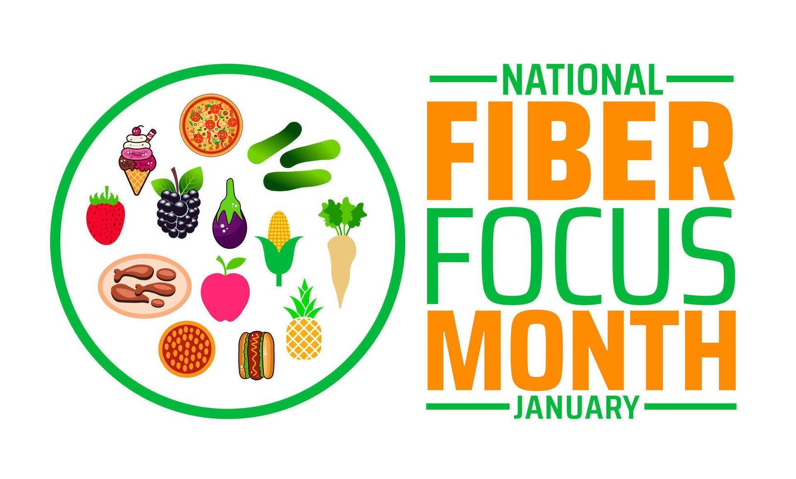 National Fiber Focus Month background banner or poster design template. observed every year in February. Holiday concept. Use to any Template, card, poster, placard, template. vector