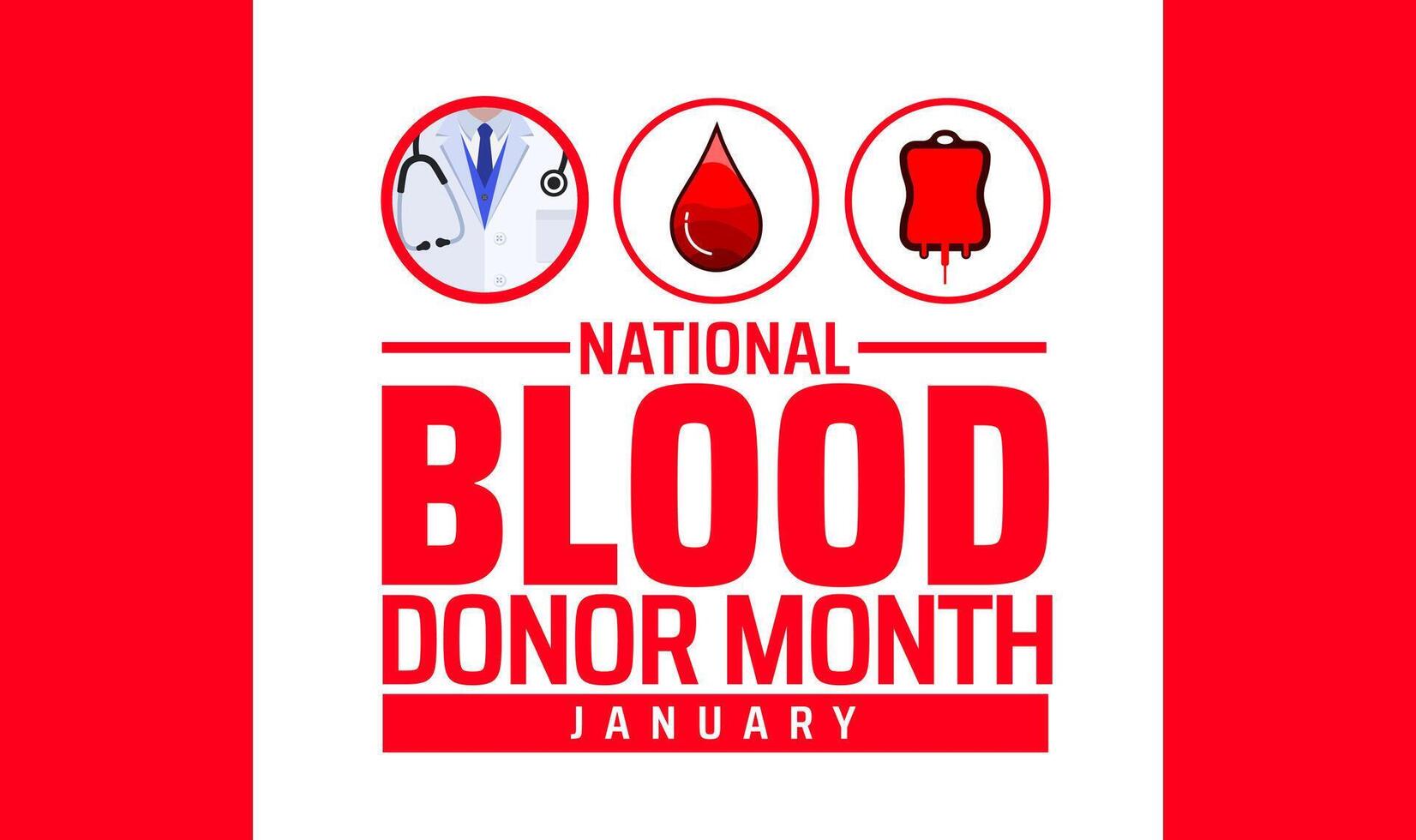 National Blood Donor Month background, banner or poster design template. observed every year in January. Holiday concept vector