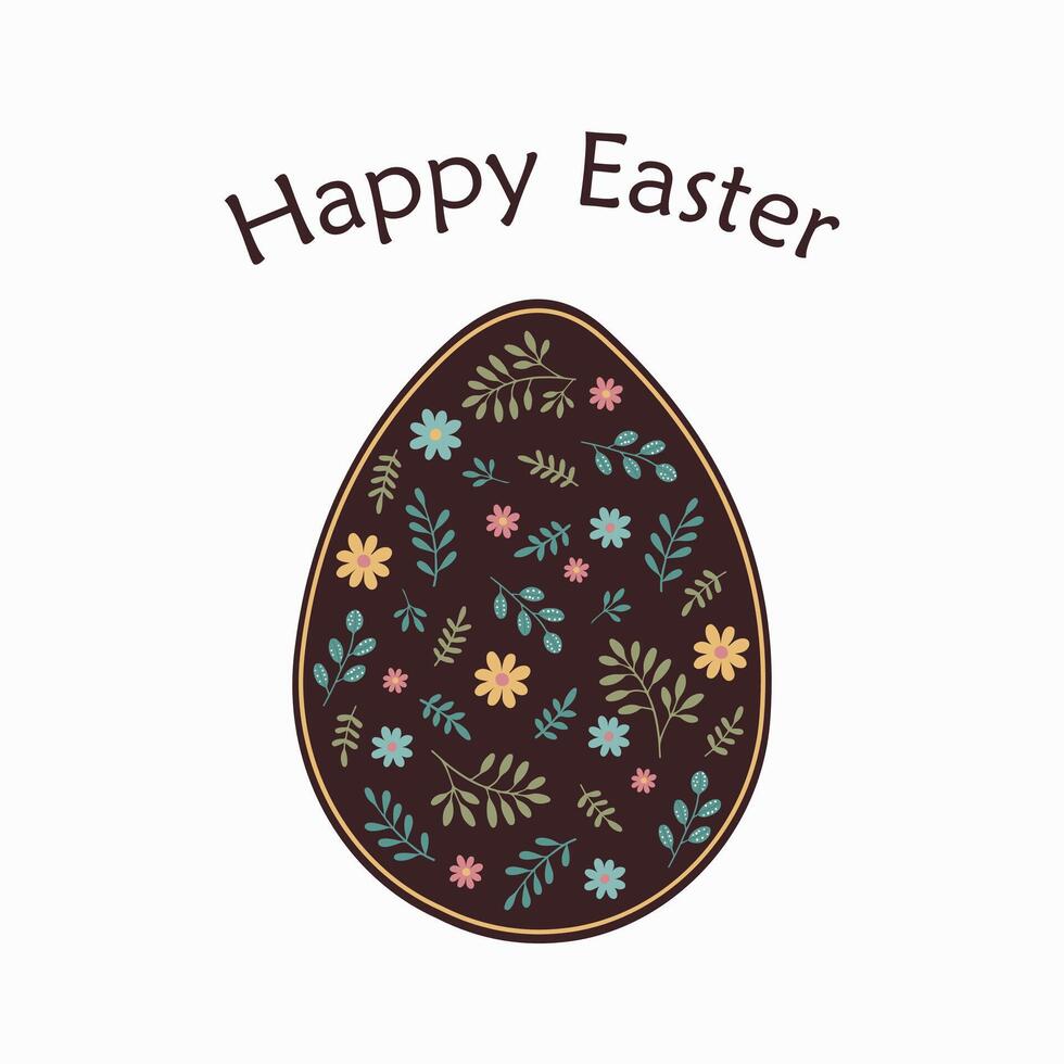 Easter chocolate egg with flowers inside an vector