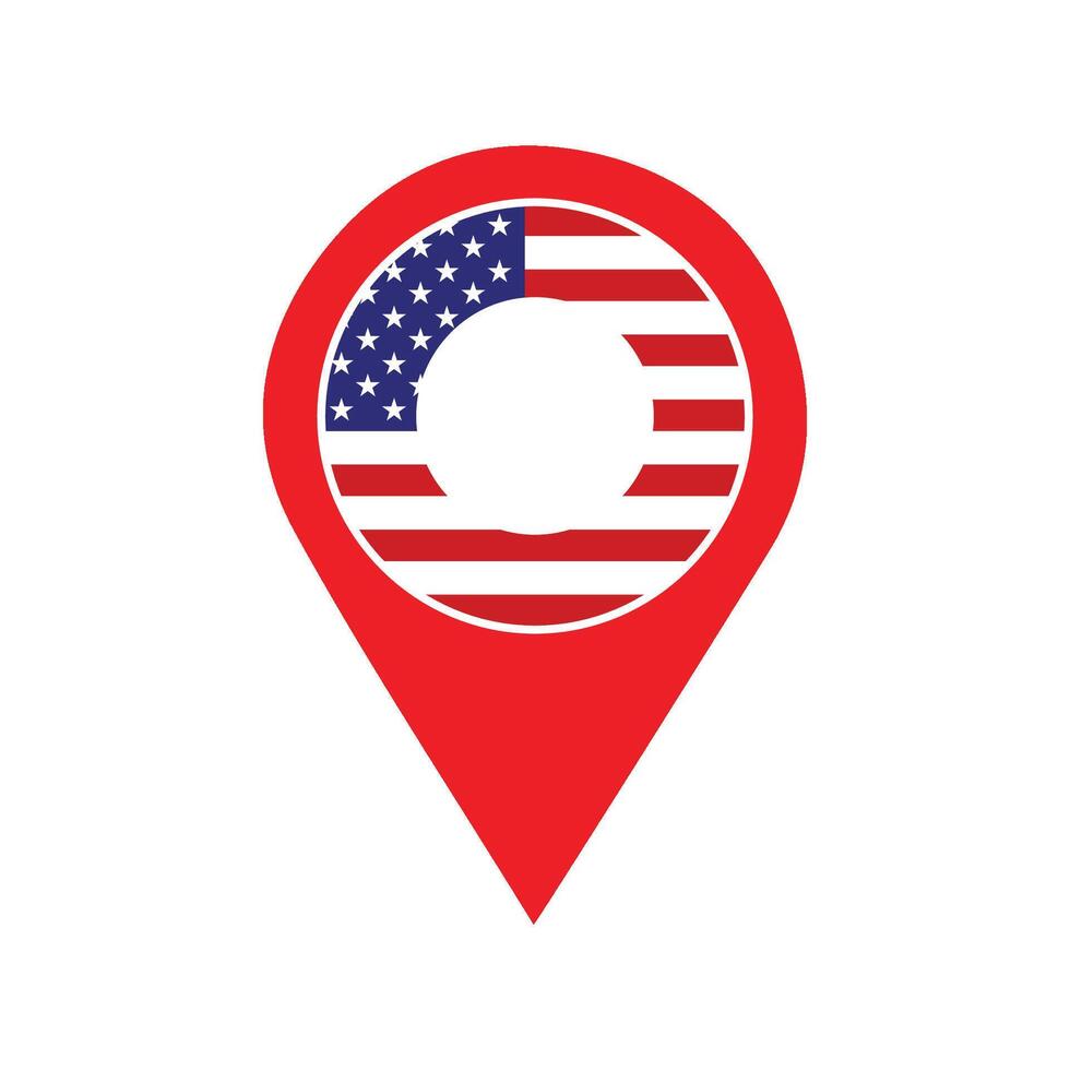 USA location Icon, America location marker, United States flag icon . vector