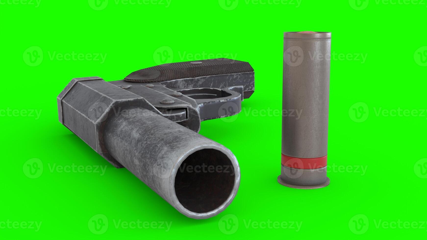 a gun and a bullet on a green screen 2 photo