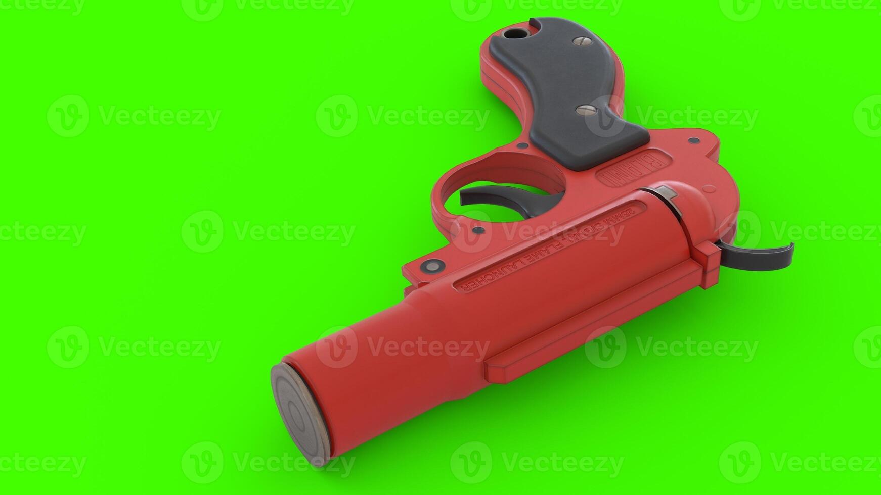 a red gun on a green background 1 photo