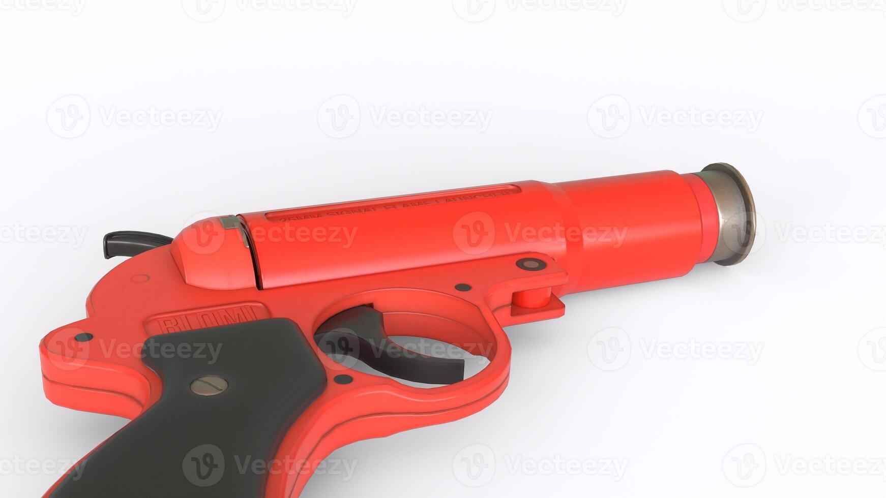 a red gun with a black handle on a white surface 2 photo
