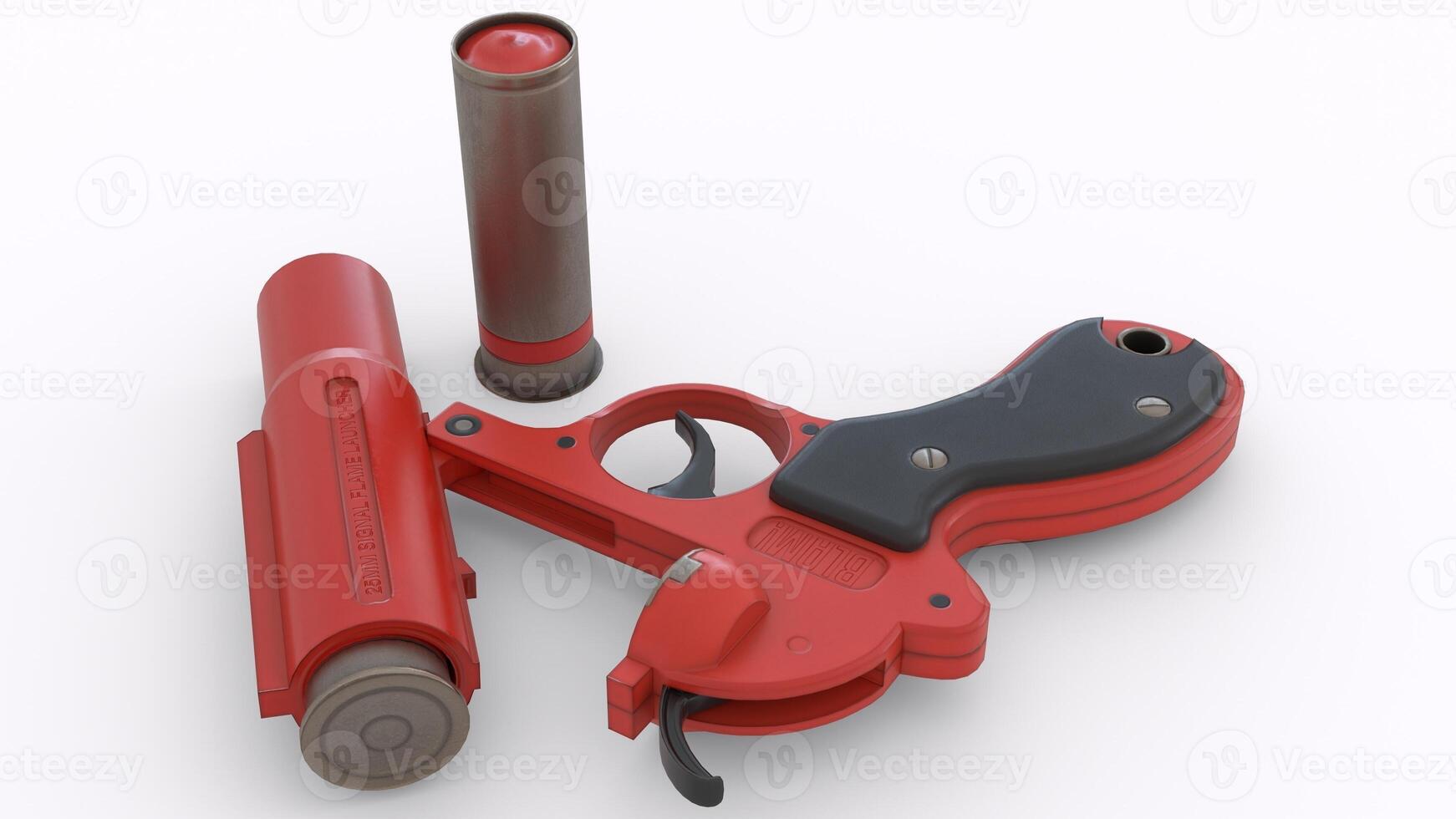 a red and black gun with a red trigger photo