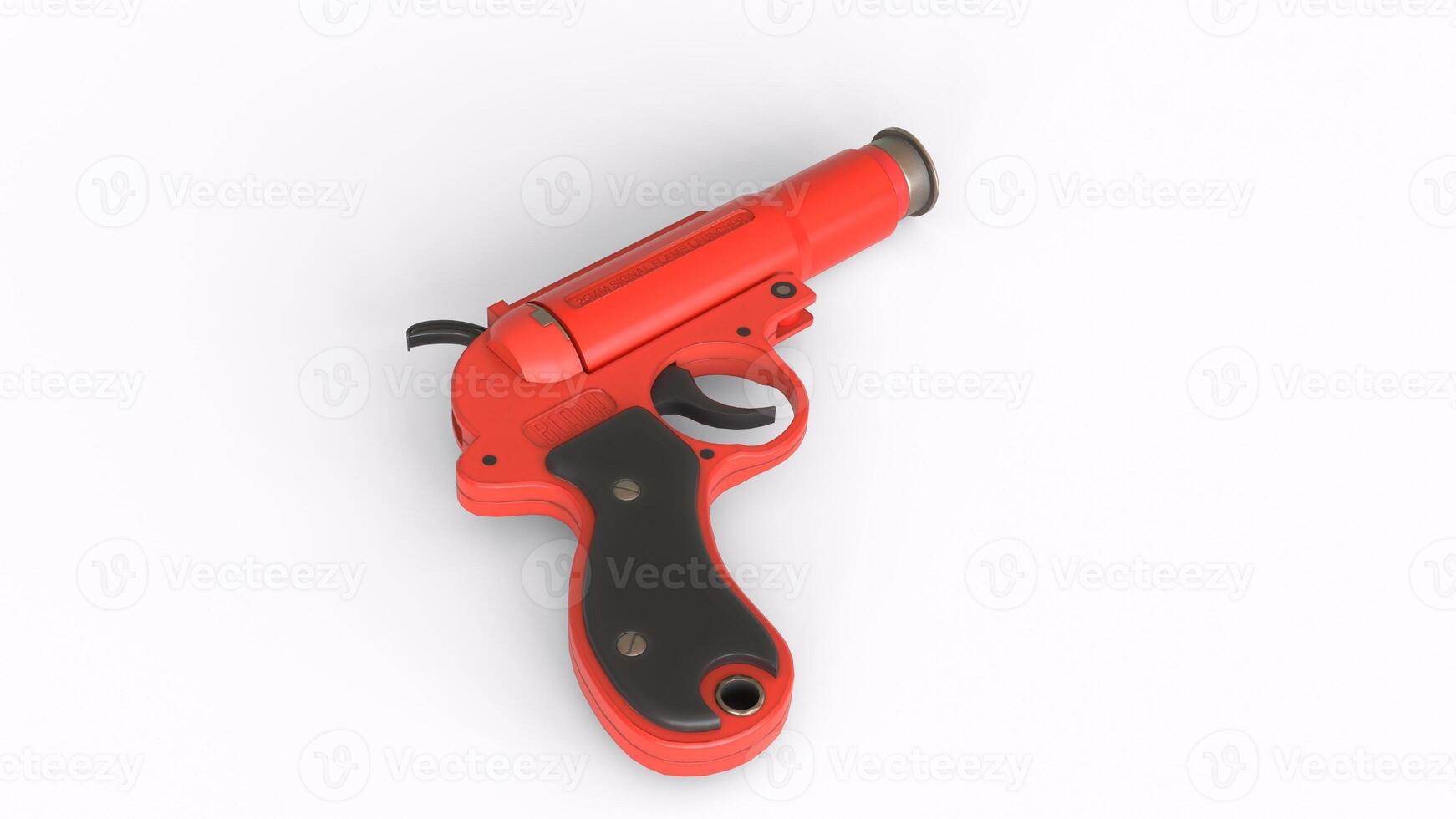 a red gun with a black handle on a white background photo