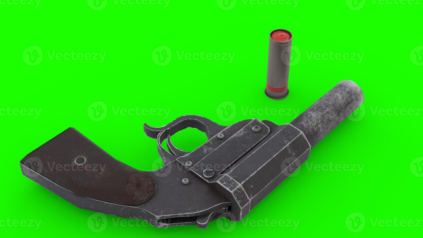 a gun and a bullet on a green screen 1 photo