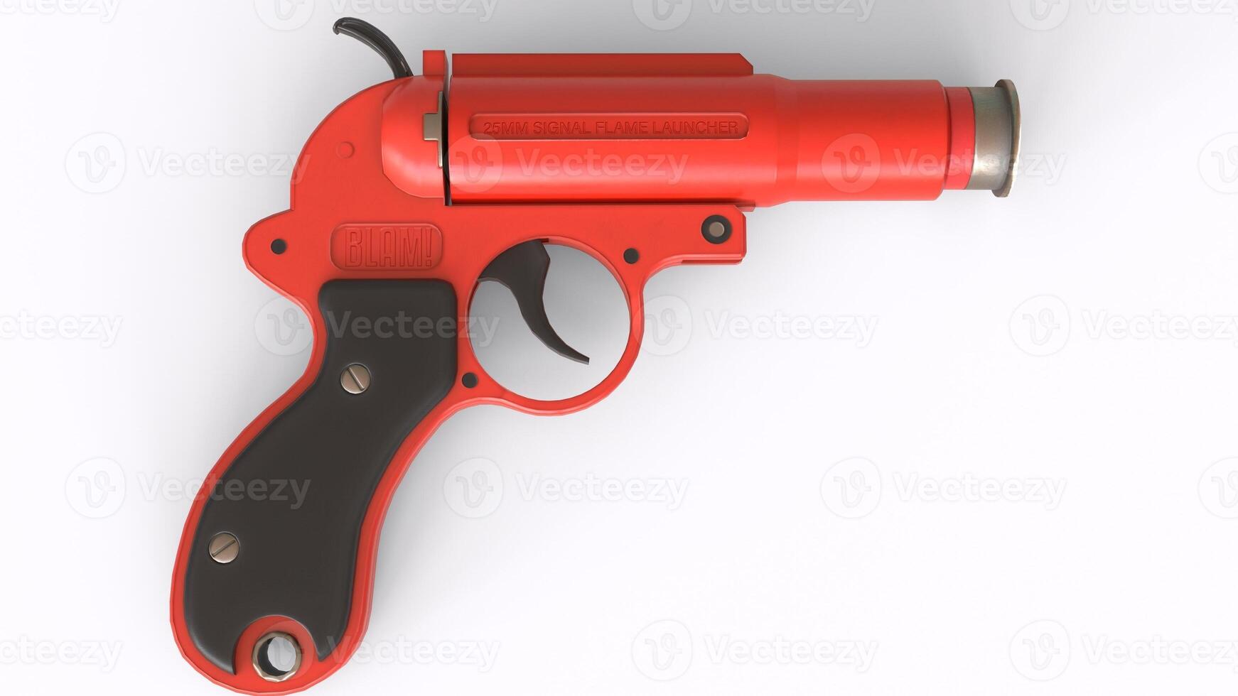 a red gun with a black handle and a red trigger 3 photo