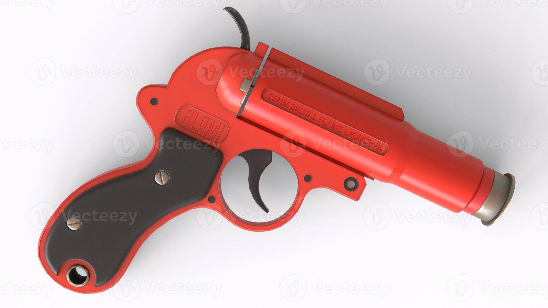 a red gun with a black handle and a black trigger photo