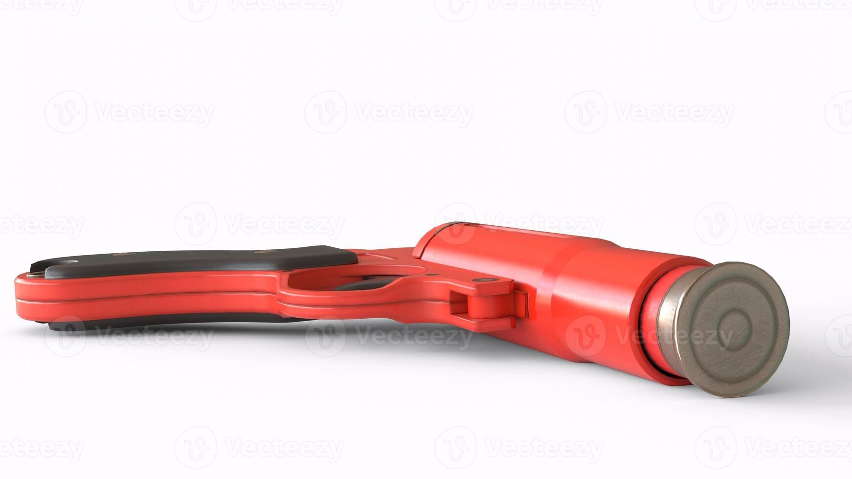 a red gun with a black handle photo