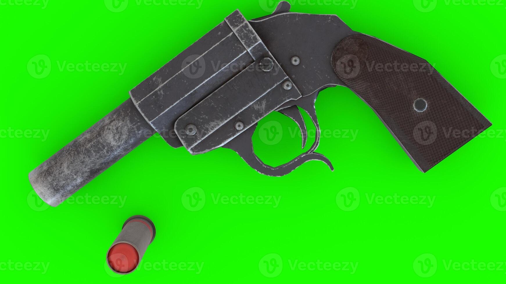 signal gun and ammo with green background photo