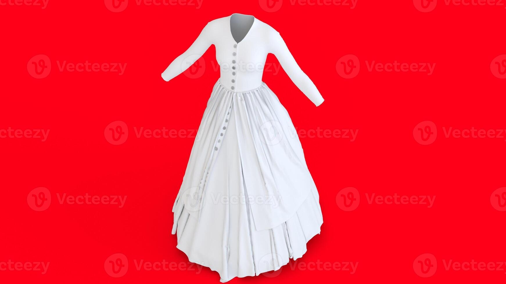 open button double layer dress with red background 1 photo