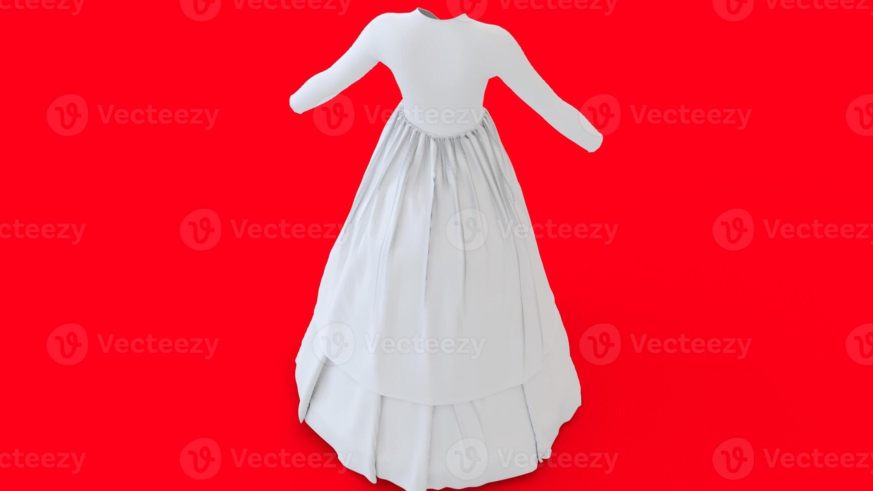 open button double layer dress with red background 2 photo