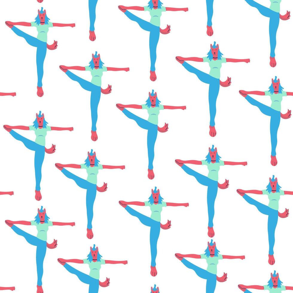 seamless pattern with furry character in pose vector