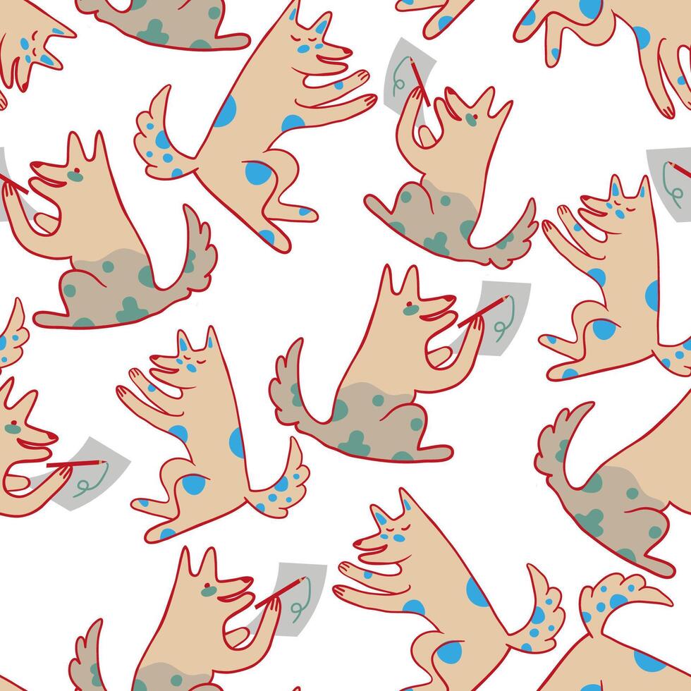 seamless pattern with dod drawing something vector