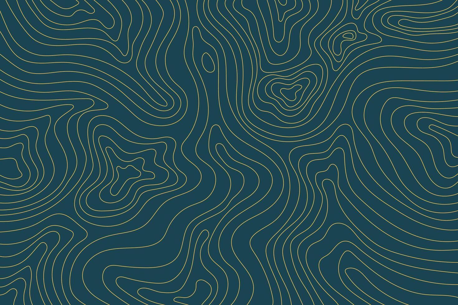 Abstract luxury topographic map background. Gold topographic lines on a dark blue background vector